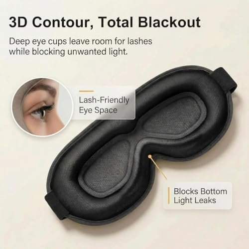 Blackout Schlafmaske mit Gewicht: 3D Konturierte Sanfte Druck Schlafmaske für Männer & Frauen - Flugzeug Reise & Nachtschicht Essentials, Null Augendruck, Atmungsaktive Augenklappe, Schwarz