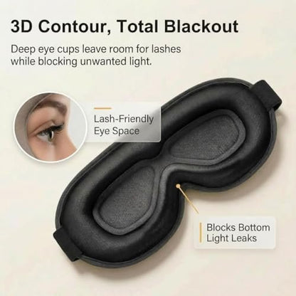 Blackout Schlafmaske mit Gewicht: 3D Konturierte Sanfte Druck Schlafmaske für Männer & Frauen - Flugzeug Reise & Nachtschicht Essentials, Null Augendruck, Atmungsaktive Augenklappe, Schwarz