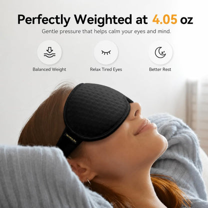 Blackout Schlafmaske mit Gewicht: 3D Konturierte Sanfte Druck Schlafmaske für Männer & Frauen - Flugzeug Reise & Nachtschicht Essentials, Null Augendruck, Atmungsaktive Augenklappe, Schwarz