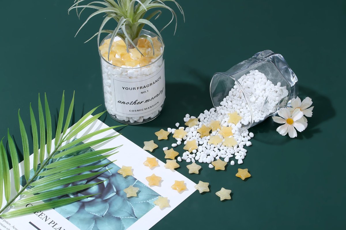 20er Set Citrin Kristallsterne – Polierte Heilsteine für Meditation und Energieausgleich – Geschenkidee für Frauen