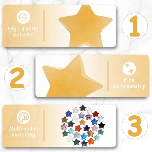 20er Set Citrin Kristallsterne – Polierte Heilsteine für Meditation und Energieausgleich – Geschenkidee für Frauen