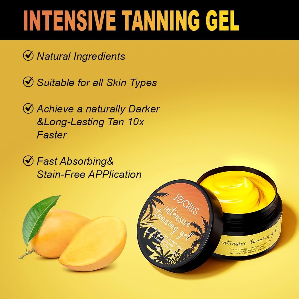 Jeallis Extreme Dark Intensive Tanning Luxe Gel Mango – Bräunungsbeschleuniger für Sonne und Sonnenbank, natürliche schnellere dunklere Bräune, 200 ml