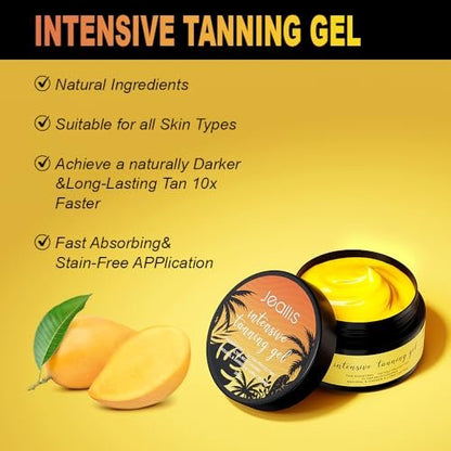 Jeallis Extreme Dark Intensive Tanning Luxe Gel Mango – Bräunungsbeschleuniger für Sonne und Sonnenbank, natürliche schnellere dunklere Bräune, 200 ml