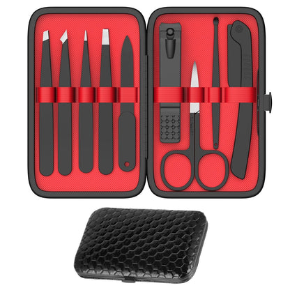 Yougai Pinzetten- und Nagelknipser-Set, 9-teiliges professionelles Edelstahl-Pinzettenset – Präzisionspinzetten mit gebogener Schere und Augenbrauenrasierer für tägliche Beauty-Werkzeuge mit Ledertragetasche