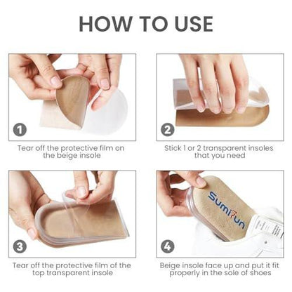 Sumifun Fersenerhöhung, 3-schichtige Gel-Einlagen für Damen bei Beinlängendifferenz, verstellbare orthopädische Fersenkissen gegen Fersenschmerzen (Größe L, Beige)