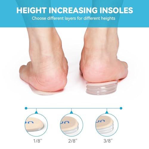 Sumifun Fersenerhöhung, 3-schichtige Gel-Einlagen für Damen bei Beinlängendifferenz, verstellbare orthopädische Fersenkissen gegen Fersenschmerzen (Größe L, Beige)