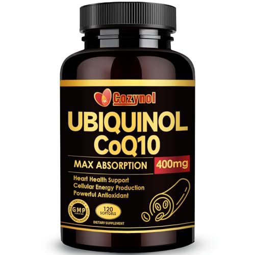 Ubiquinol CoQ10 400 mg Weichkapseln mit Vitamin E & Omega-3 – Maximale Absorption Coenzym Q10, Starkes Antioxidans, Unterstützt Herzgesundheit & Energieproduktion, 120 Stück, Nicht-GVO