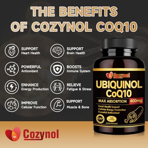 Ubiquinol CoQ10 400 mg Weichkapseln mit Vitamin E & Omega-3 – Maximale Absorption Coenzym Q10, Starkes Antioxidans, Unterstützt Herzgesundheit & Energieproduktion, 120 Stück, Nicht-GVO