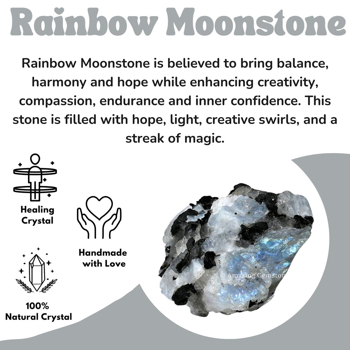 Rainbow Moonstone Rohstein - Natürliche Heilsteine für DIY & Tumbling