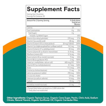 SmartyPants Schwangerschaftsvitamine für Frauen, Multivitamin Gummis: Prä- und Postnatale Vitamine, Biotin, Methylfolat, Vitamin D3, C, B12, B6, A, K & Zink, Inositol, 60 Stück (30 Tage Vorrat)