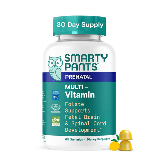 SmartyPants Schwangerschaftsvitamine für Frauen, Multivitamin Gummis: Prä- und Postnatale Vitamine, Biotin, Methylfolat, Vitamin D3, C, B12, B6, A, K & Zink, Inositol, 60 Stück (30 Tage Vorrat)