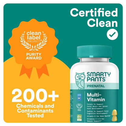 SmartyPants Schwangerschaftsvitamine für Frauen, Multivitamin Gummis: Prä- und Postnatale Vitamine, Biotin, Methylfolat, Vitamin D3, C, B12, B6, A, K & Zink, Inositol, 60 Stück (30 Tage Vorrat)