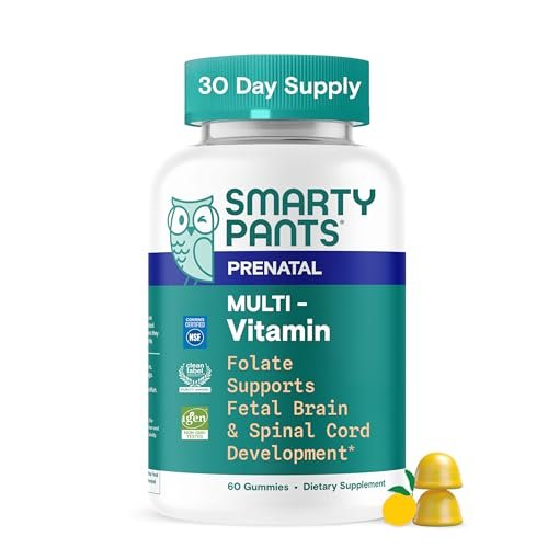 SmartyPants Schwangerschaftsvitamine für Frauen, Multivitamin Gummis: Prä- und Postnatale Vitamine, Biotin, Methylfolat, Vitamin D3, C, B12, B6, A, K & Zink, Inositol, 60 Stück (30 Tage Vorrat)