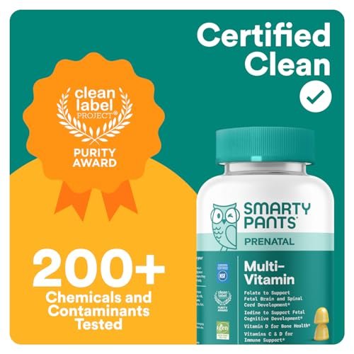 SmartyPants Schwangerschaftsvitamine für Frauen, Multivitamin Gummis: Prä- und Postnatale Vitamine, Biotin, Methylfolat, Vitamin D3, C, B12, B6, A, K & Zink, Inositol, 60 Stück (30 Tage Vorrat)