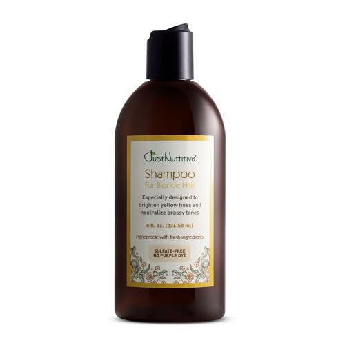Just Nutritive Shampoo für blondes Naturhaar & coloriertes Haar – Neutralisiert Gelbstich, ohne Lila- oder Blautöne, parabenfrei, phthalatfrei, silikonfrei, 237 ml Flasche