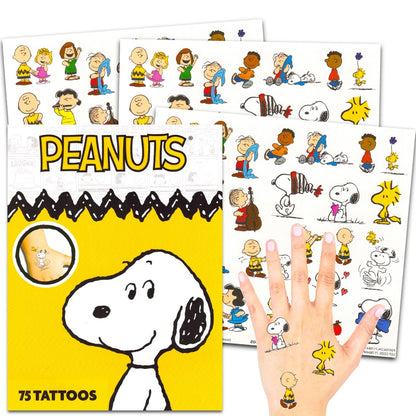 Peanuts Temporäre Tattoos für Kinder und Erwachsene - 75 Charlie Brown Tattoos als Partygeschenke und für Goodie Bags (Snoopy Partyzubehör-Set)