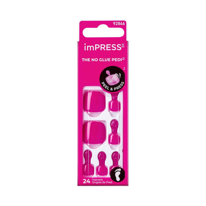 KISS imPRESS No Glue Mani Press On Nägel & Zehennägel 'Sweet as Honey' – Mittelrosa, Kurze Länge, Squoval-Form (24 Nägel + Zubehör)