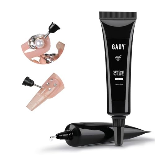 GAOY Multifunktionaler Strasskleber, Starke Haftung 3D Gel Nagelkunstkleber für Nagelcharm, Edelsteine und Juwelen Dekoration, 15g No Wipe UV-Licht Aushärtung