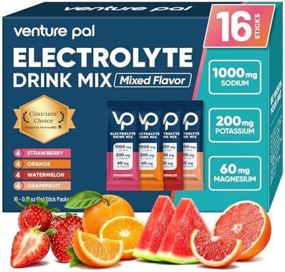 Venture Pal Elektrolyt-Pulver mit hohem Natriumgehalt – Zuckerfrei, 16 Portionen – Vegan, Keto & Paleo freundlich
