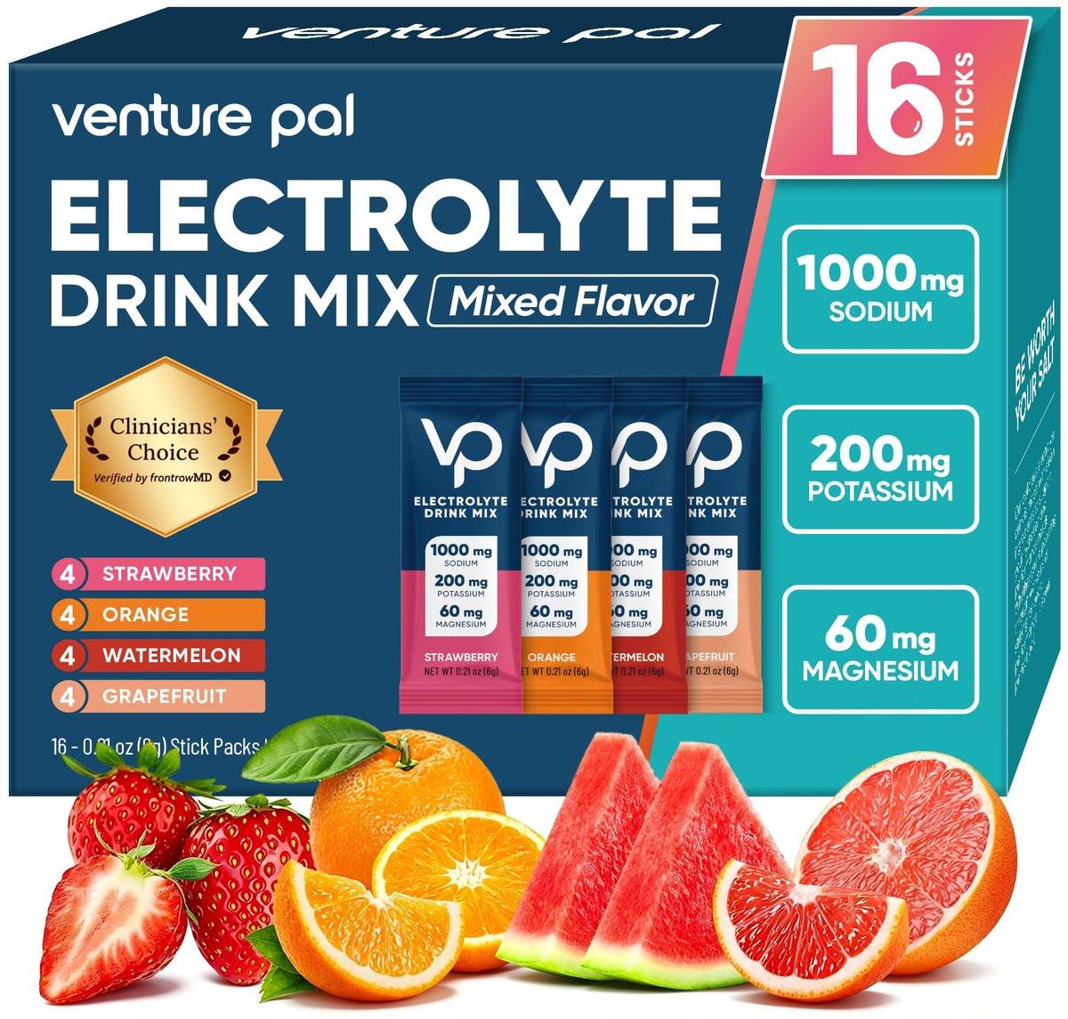 Venture Pal Elektrolyt-Pulver mit hohem Natriumgehalt – Zuckerfrei, 16 Portionen – Vegan, Keto & Paleo freundlich