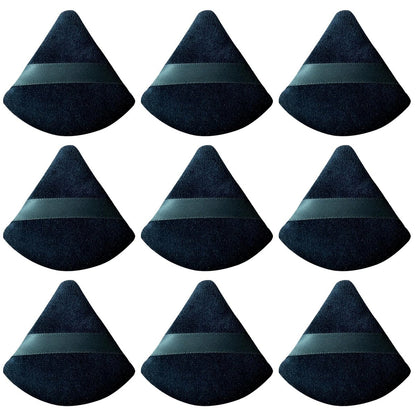 9-teiliges Puderquasten-Set für Make-up – schwarze dreieckige Foundation-Schwämme für lose Puder