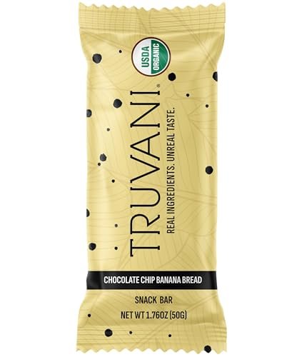 Truvani Pflanzliche Snack-Riegel | Schokoladen-Chip-Bananenbrot 1er-Pack | 5g Protein | USDA Bio & Vegan | Der einzige Riegel | Laktose-, Soja- & Glutenfrei | Einzeln verpackt