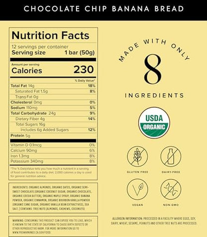 Truvani Pflanzliche Snack-Riegel | Schokoladen-Chip-Bananenbrot 1er-Pack | 5g Protein | USDA Bio & Vegan | Der einzige Riegel | Laktose-, Soja- & Glutenfrei | Einzeln verpackt