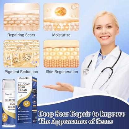 Narbencreme, Fortschrittliches Narbengel, Silikon-Narbengel, Narbenentfernungscreme für Operationsnarben, Verbrennungen, Akne, Dehnungsstreifen, Keloidbeulen, Kaiserschnittnarben 1,7 oz (50 g), Blau