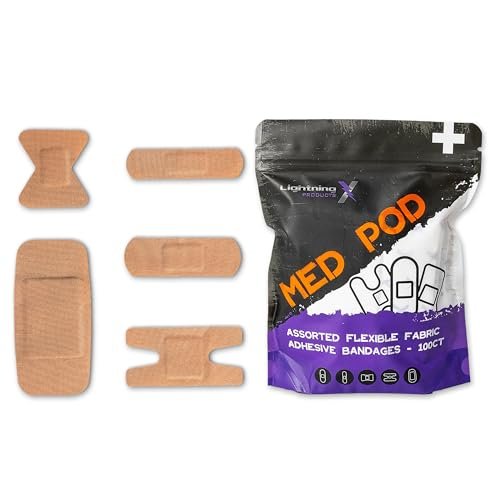 Lightning X Products Schwere, flexible Stoff-Pflaster, gemischte Größen, 5 Größen, 100er-Pack für Erste-Hilfe-Kits