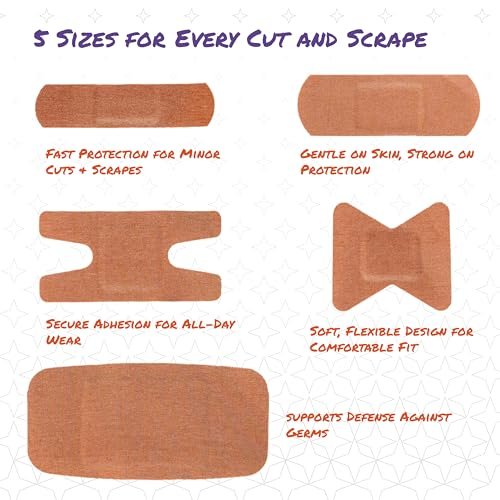 Lightning X Products Schwere, flexible Stoff-Pflaster, gemischte Größen, 5 Größen, 100er-Pack für Erste-Hilfe-Kits