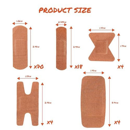 Lightning X Products Schwere, flexible Stoff-Pflaster, gemischte Größen, 5 Größen, 100er-Pack für Erste-Hilfe-Kits