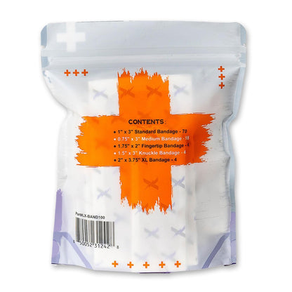 Lightning X Products Schwere, flexible Stoff-Pflaster, gemischte Größen, 5 Größen, 100er-Pack für Erste-Hilfe-Kits