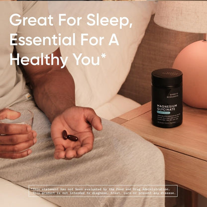 Sports Research® Magnesium Glycinat – Unterstützt erholsamen Schlaf & enzymatische Prozesse – 160 mg cheliertes Magnesium – flüssige Softgel – 60 Stück