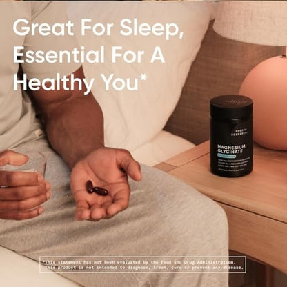 Sports Research® Magnesium Glycinat – Unterstützt erholsamen Schlaf & enzymatische Prozesse – 160 mg cheliertes Magnesium – flüssige Softgel – 60 Stück