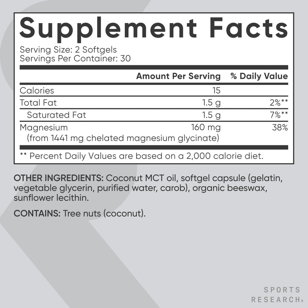 Sports Research® Magnesium Glycinat – Unterstützt erholsamen Schlaf & enzymatische Prozesse – 160 mg cheliertes Magnesium – flüssige Softgel – 60 Stück