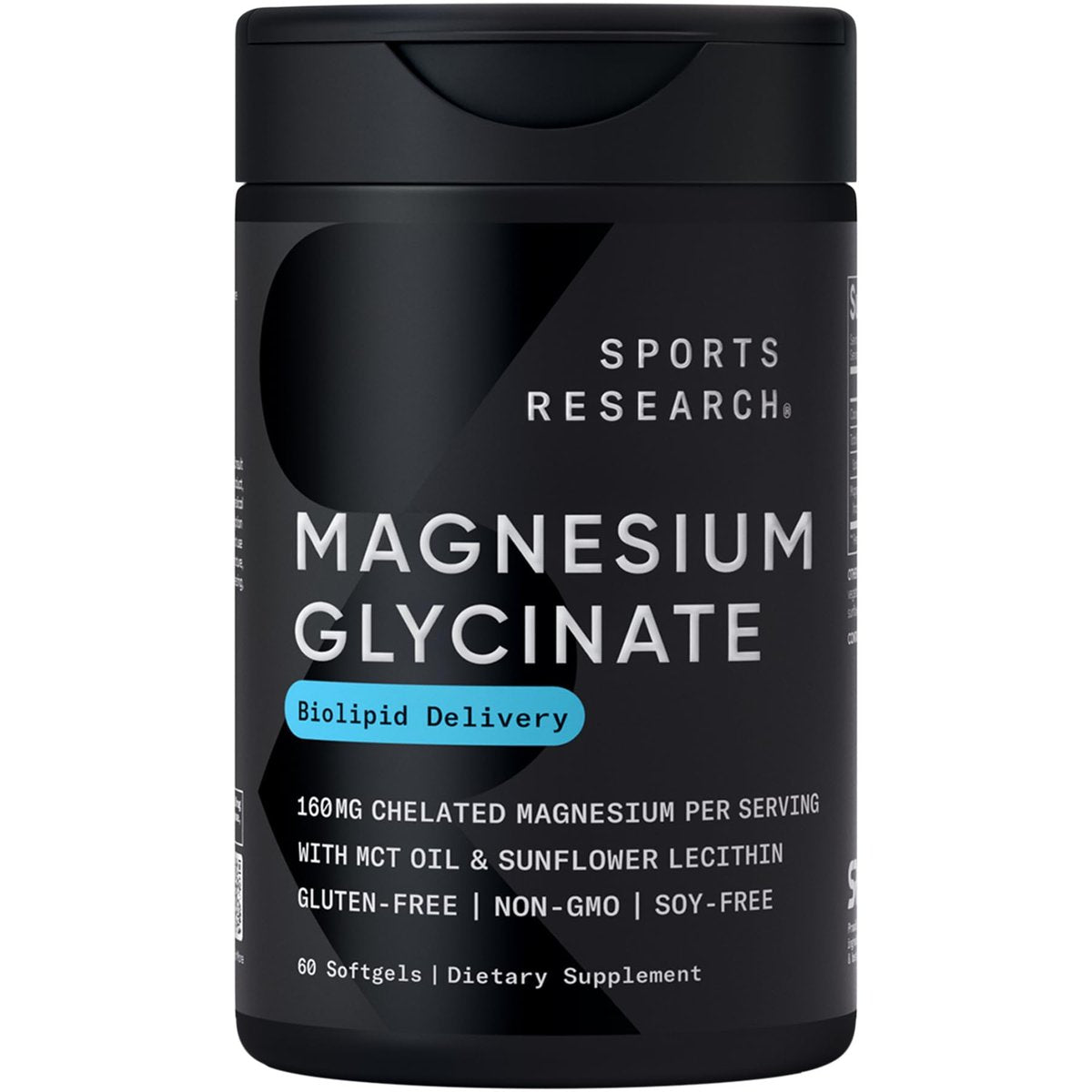 Sports Research® Magnesium Glycinat – Unterstützt erholsamen Schlaf & enzymatische Prozesse – 160 mg cheliertes Magnesium – flüssige Softgel – 60 Stück
