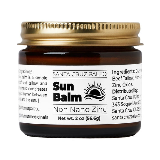 Santa Cruz Paleo Rindertalg-Sonnenbalsam mit nicht-nano Zinkoxid, unparfümiert, natürlicher mineralischer Sonnenschutz für Gesicht & Körper, aknesicher, Feuchtigkeitscreme, nicht komedogen, Bio-Balsam, 60 ml