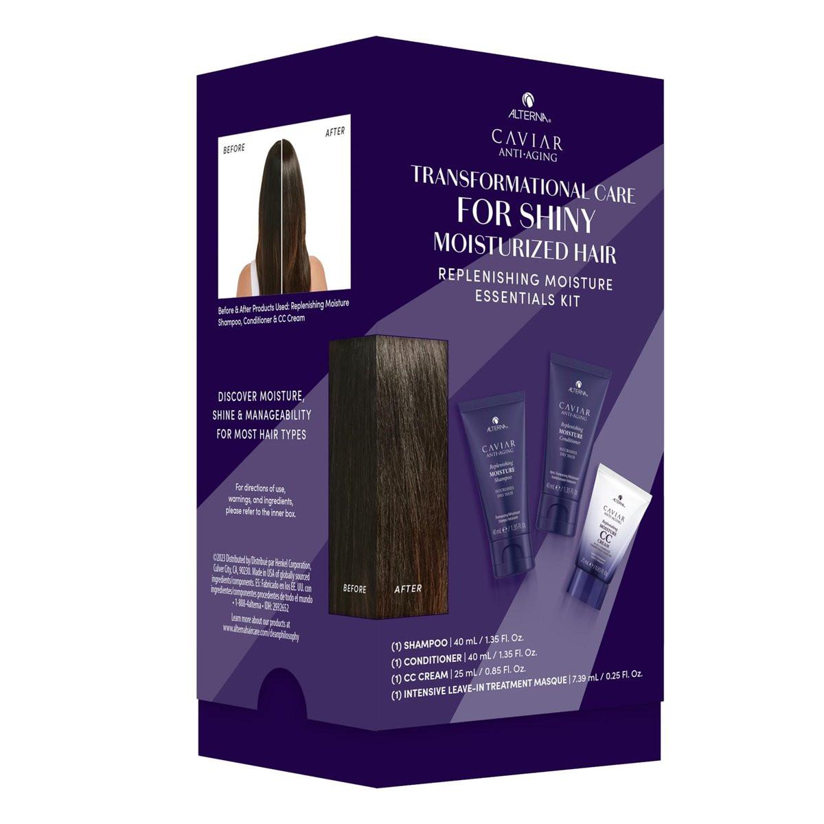 Alterna Haircare CAVIAR Anti-Aging Feuchtigkeits-Trial-Kit – Shampoo, Conditioner, Leave-In CC Cream für trockenes, brüchiges Haar – schützt, regeneriert und hydratisiert – sulfatfrei