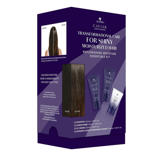 Alterna Haircare CAVIAR Anti-Aging Feuchtigkeits-Trial-Kit – Shampoo, Conditioner, Leave-In CC Cream für trockenes, brüchiges Haar – schützt, regeneriert und hydratisiert – sulfatfrei