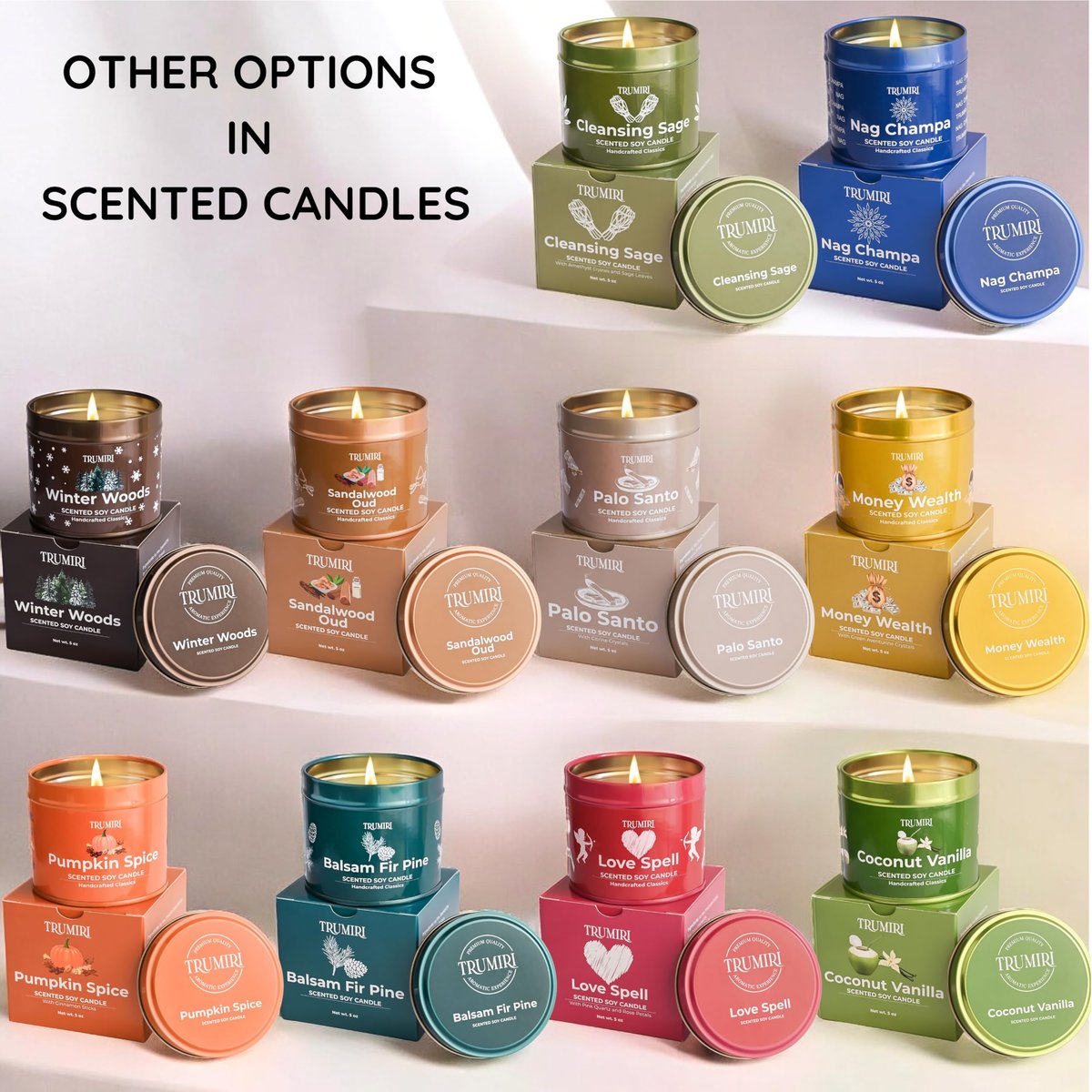 TRUMIRI Money Wealth Kristallkerze – 5oz Sojawachs mit ätherischen Ölen für Wohlstand und Manifestation – langanhaltend, natürlich, organisch, ungiftig