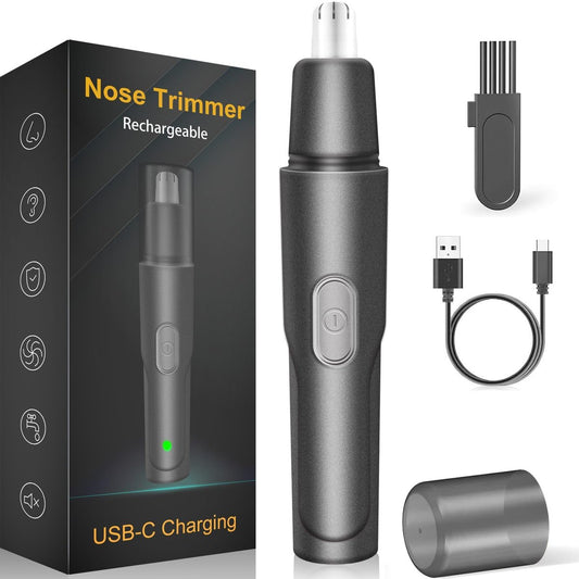 HILIYOT Nasenhaartrimmer, USB wiederaufladbar, professioneller schmerzfreier Ohrhaartrimmer für Männer und Frauen, leistungsstarker Motor, zweischneidige Klingen für sanfteres Schneiden, leise, Schwarz