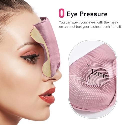 LitBear 100% 22 Momme Maulbeerseide Schlafmaske - 3D Konturierte Augenmaske für Männer und Frauen, weiche atmungsaktive Schlafmaske mit verstellbarem Band, perfekte Lichtblockade für erholsamen Schlaf (Bean Pink)