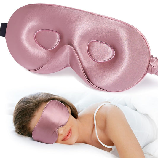 LitBear 100% 22 Momme Maulbeerseide Schlafmaske - 3D Konturierte Augenmaske für Männer und Frauen, weiche atmungsaktive Schlafmaske mit verstellbarem Band, perfekte Lichtblockade für erholsamen Schlaf (Bean Pink)
