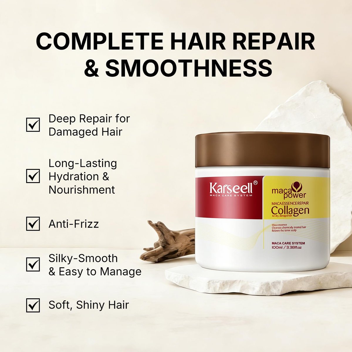 Karseell Collagen Haar Maske 100ml – Tiefenpflege mit Arganöl für trockenes & geschädigtes Haar, alle Haartypen