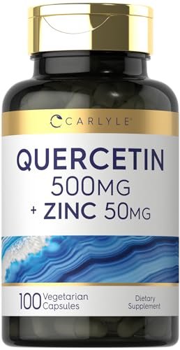Carlyle Quercetin 500 mg Kapseln mit Zink 50 mg | 100 Stück | Nicht-GVO & Glutenfrei | Nahrungsergänzungsmittel