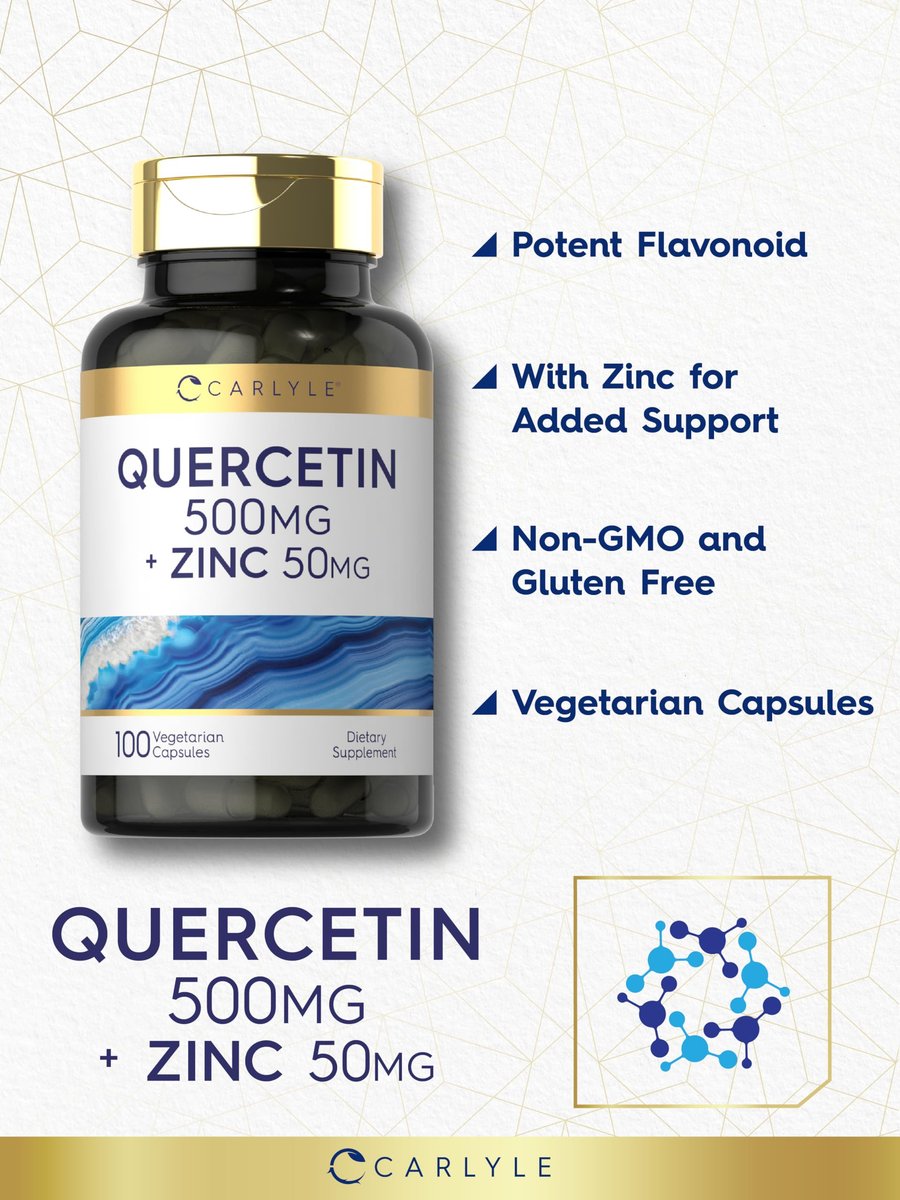 Carlyle Quercetin 500 mg Kapseln mit Zink 50 mg | 100 Stück | Nicht-GVO & Glutenfrei | Nahrungsergänzungsmittel