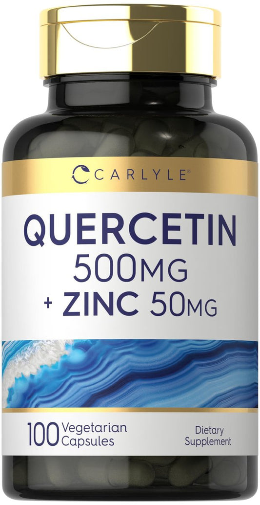 Carlyle Quercetin 500 mg Kapseln mit Zink 50 mg | 100 Stück | Nicht-GVO & Glutenfrei | Nahrungsergänzungsmittel