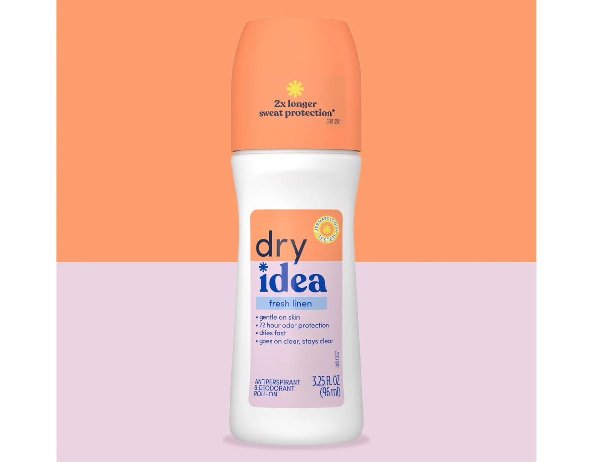Dry Idea Deodorant 3,25 Unzen Roll-On Frische Leinen Antitranspirant (96 ml) (2er-Pack)