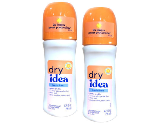 Dry Idea Deodorant 3,25 Unzen Roll-On Frische Leinen Antitranspirant (96 ml) (2er-Pack)