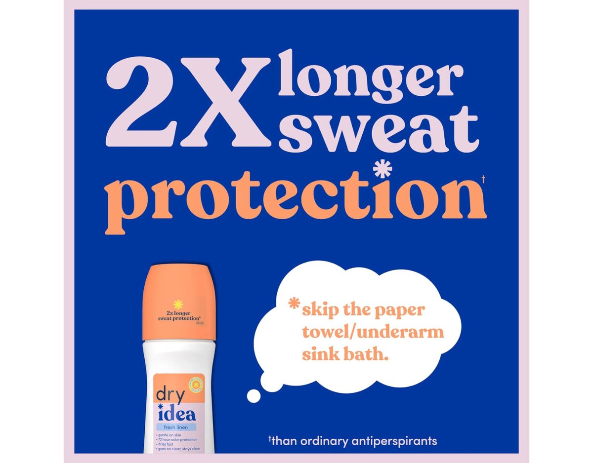 Dry Idea Deodorant 3,25 Unzen Roll-On Frische Leinen Antitranspirant (96 ml) (2er-Pack)